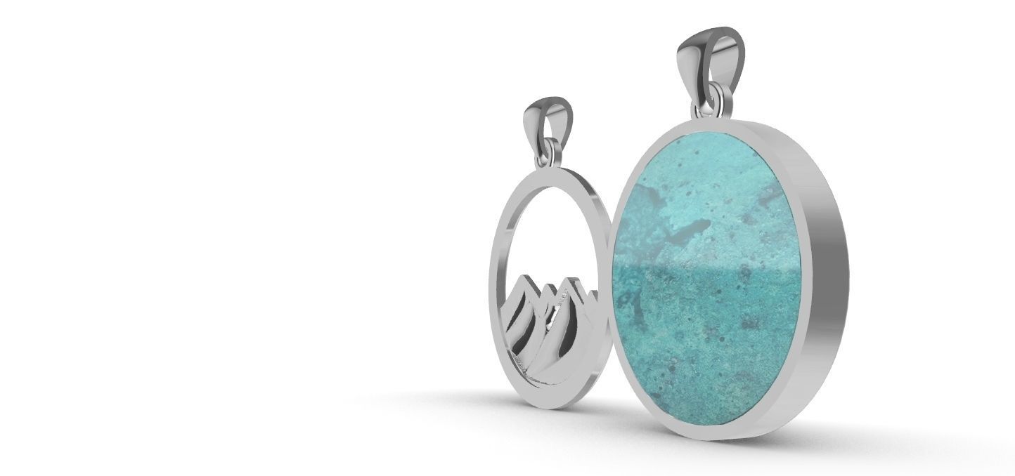 Mountain Pendant 3D print model_7