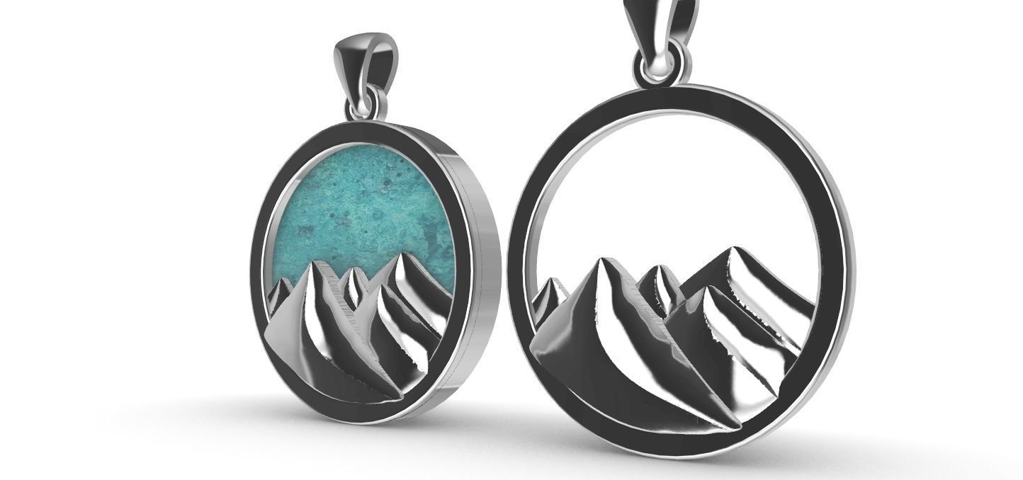 Mountain Pendant 3D print model_16
