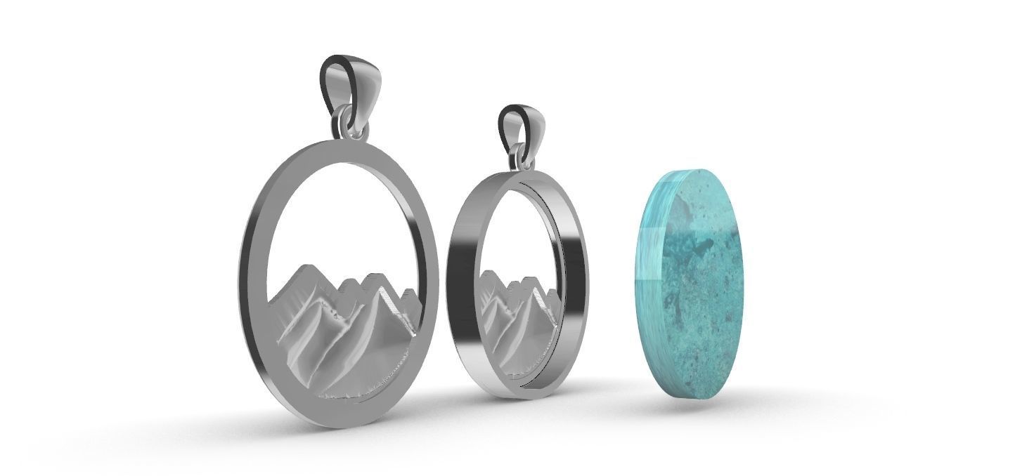 Mountain Pendant 3D print model_9