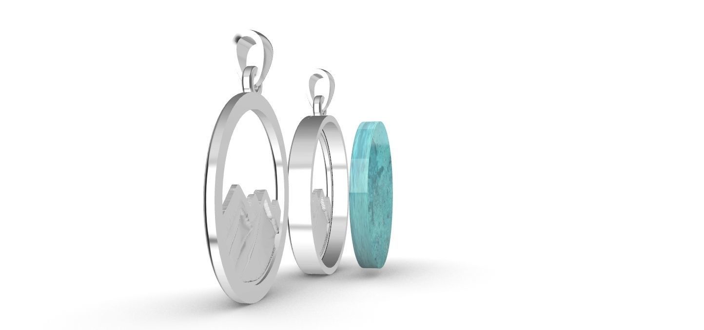 Mountain Pendant 3D print model_10