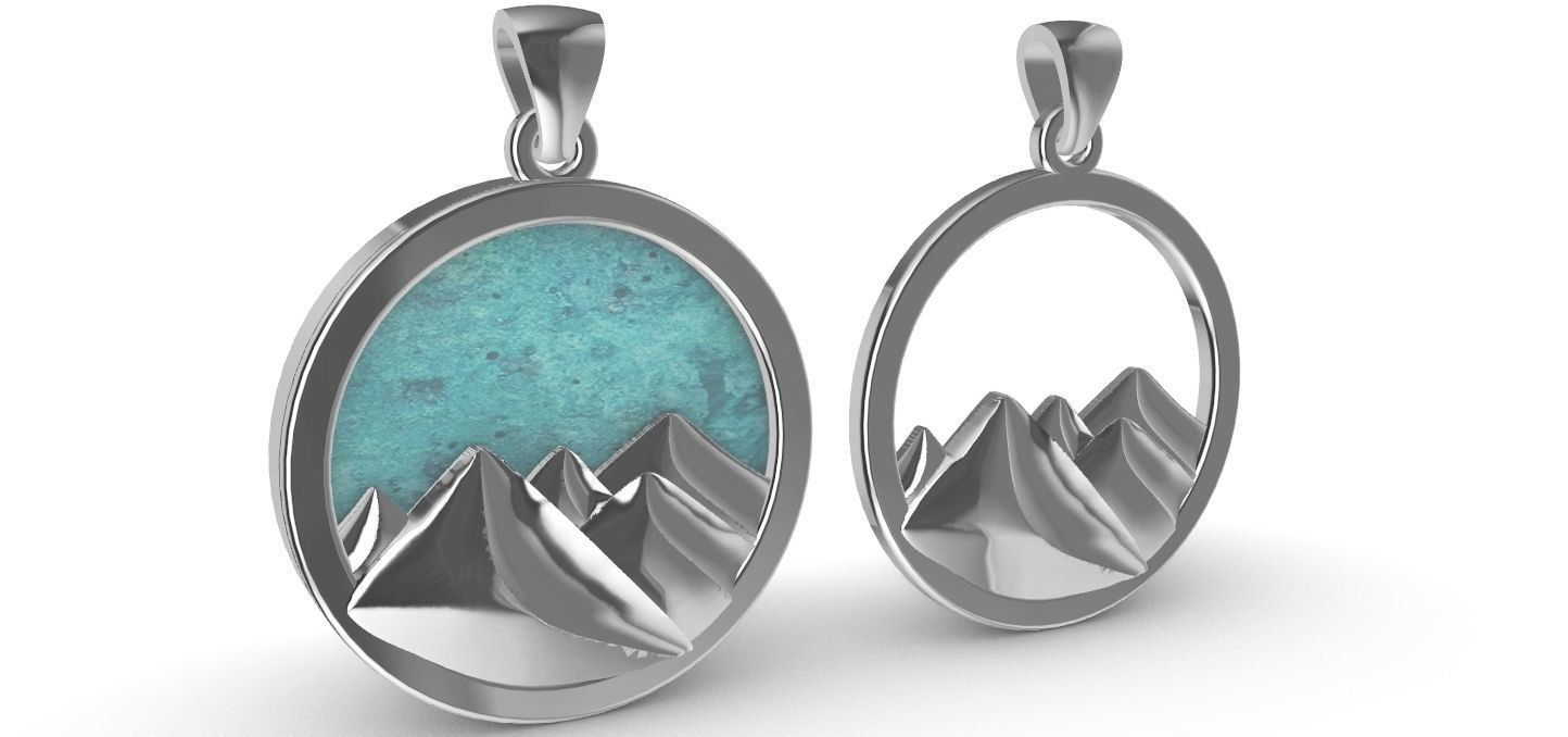 Mountain Pendant 3D print model_15