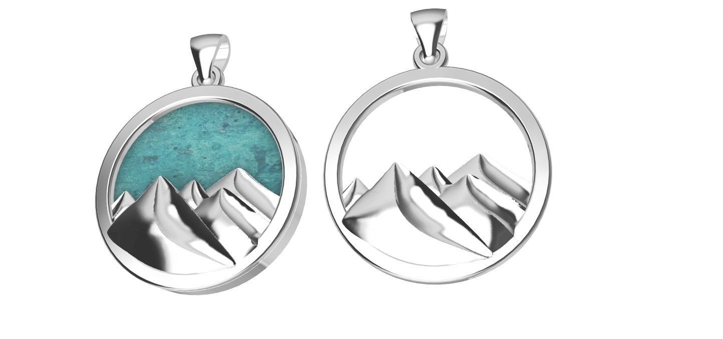 Mountain Pendant 3D print model_12