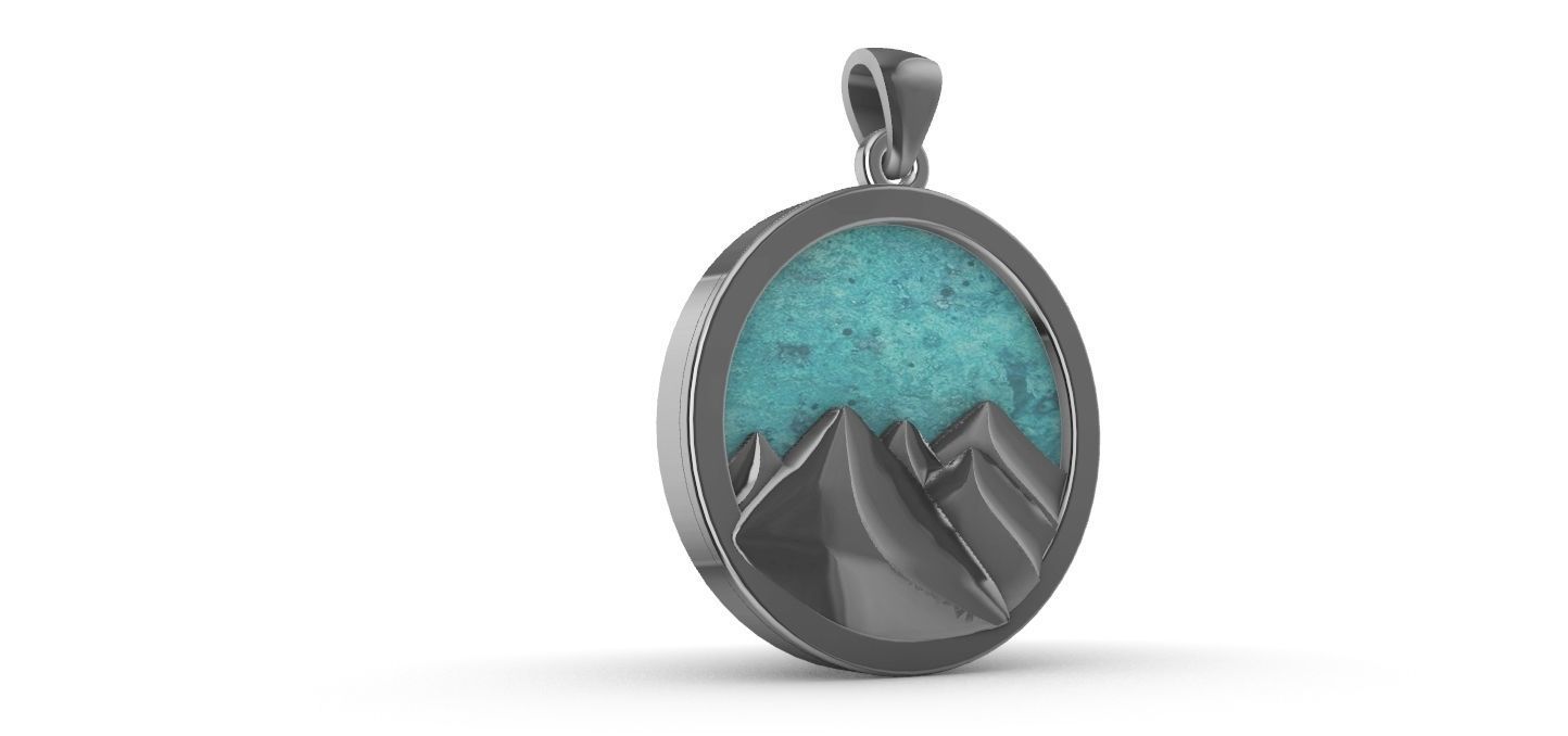 Mountain Pendant 3D print model_1