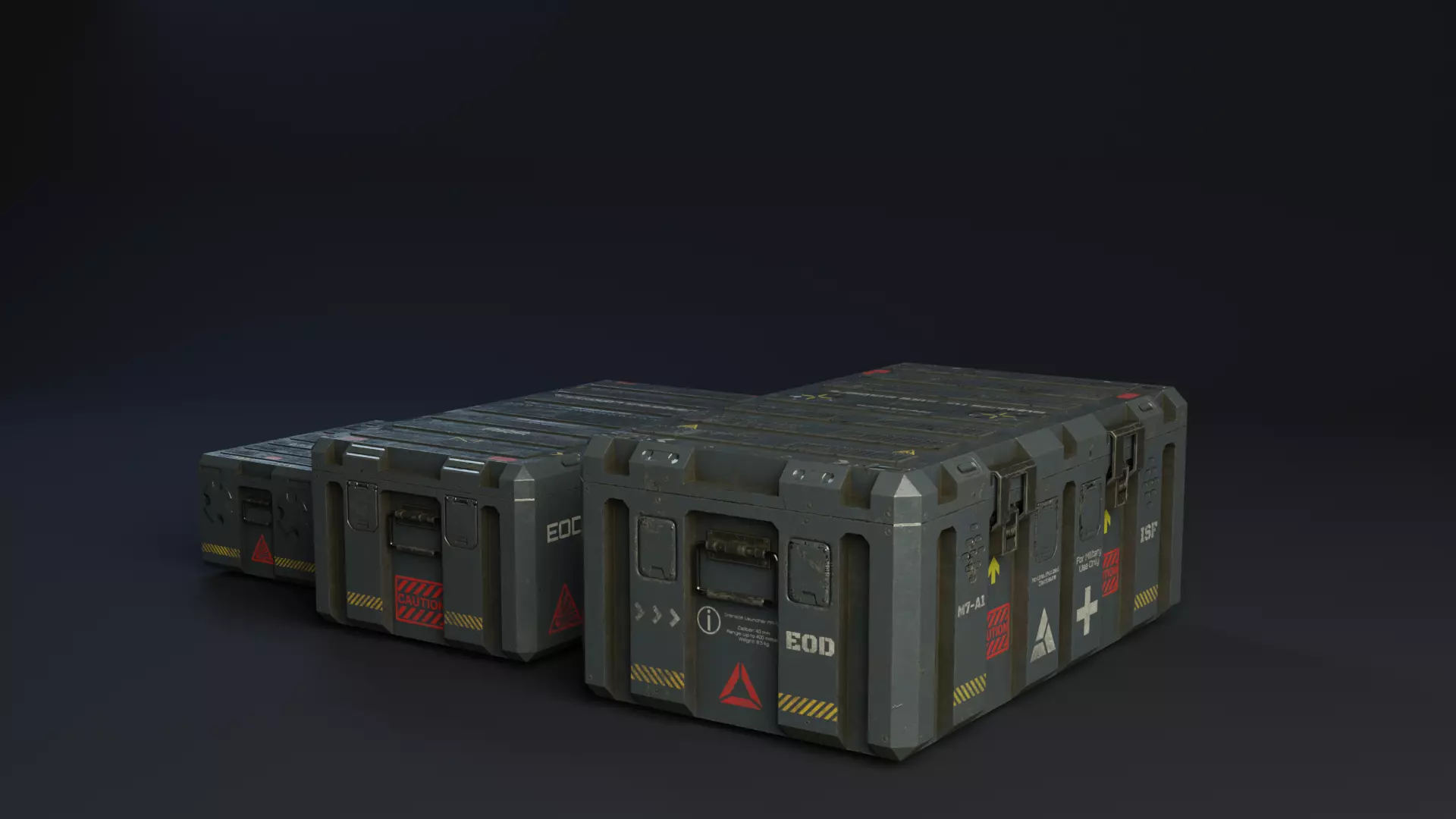 Military boxes GameReady  Low-poly 3D model_0