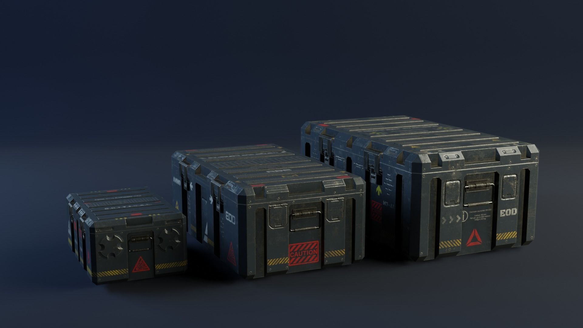 Military boxes GameReady  Low-poly 3D model_1