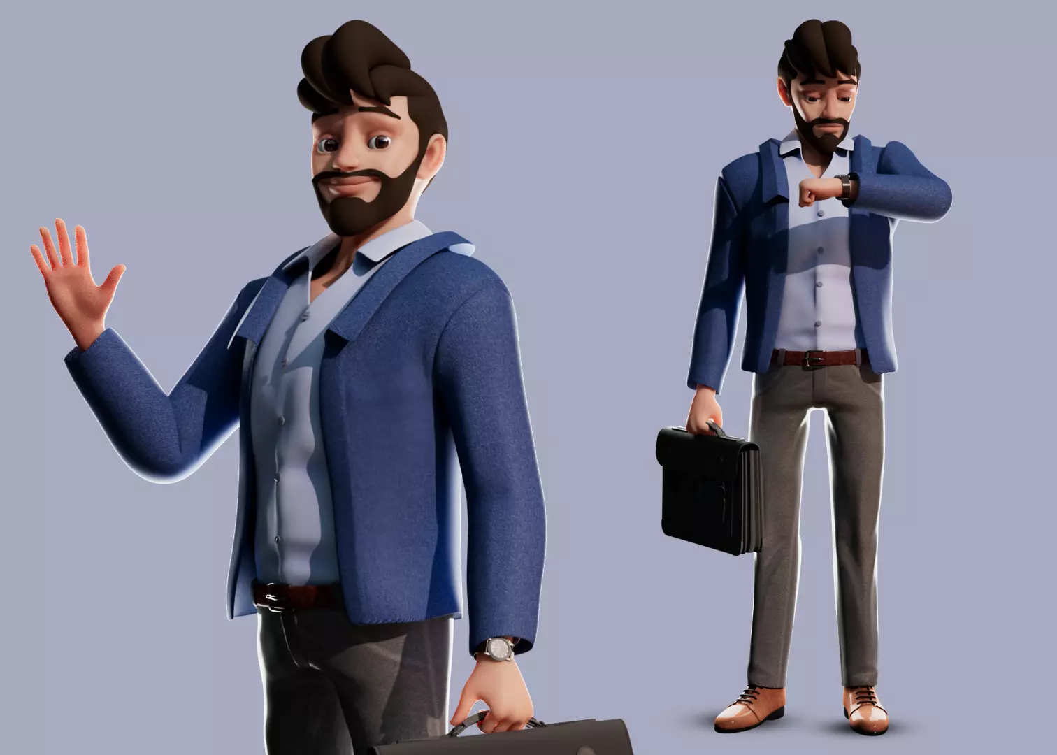Cartoon Man Rigged  Low-poly 3D model_0