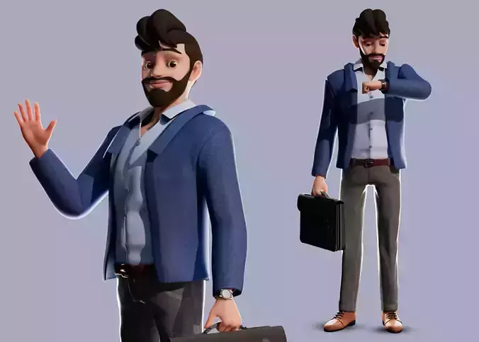Cartoon Man Rigged  Low-poly 3D model