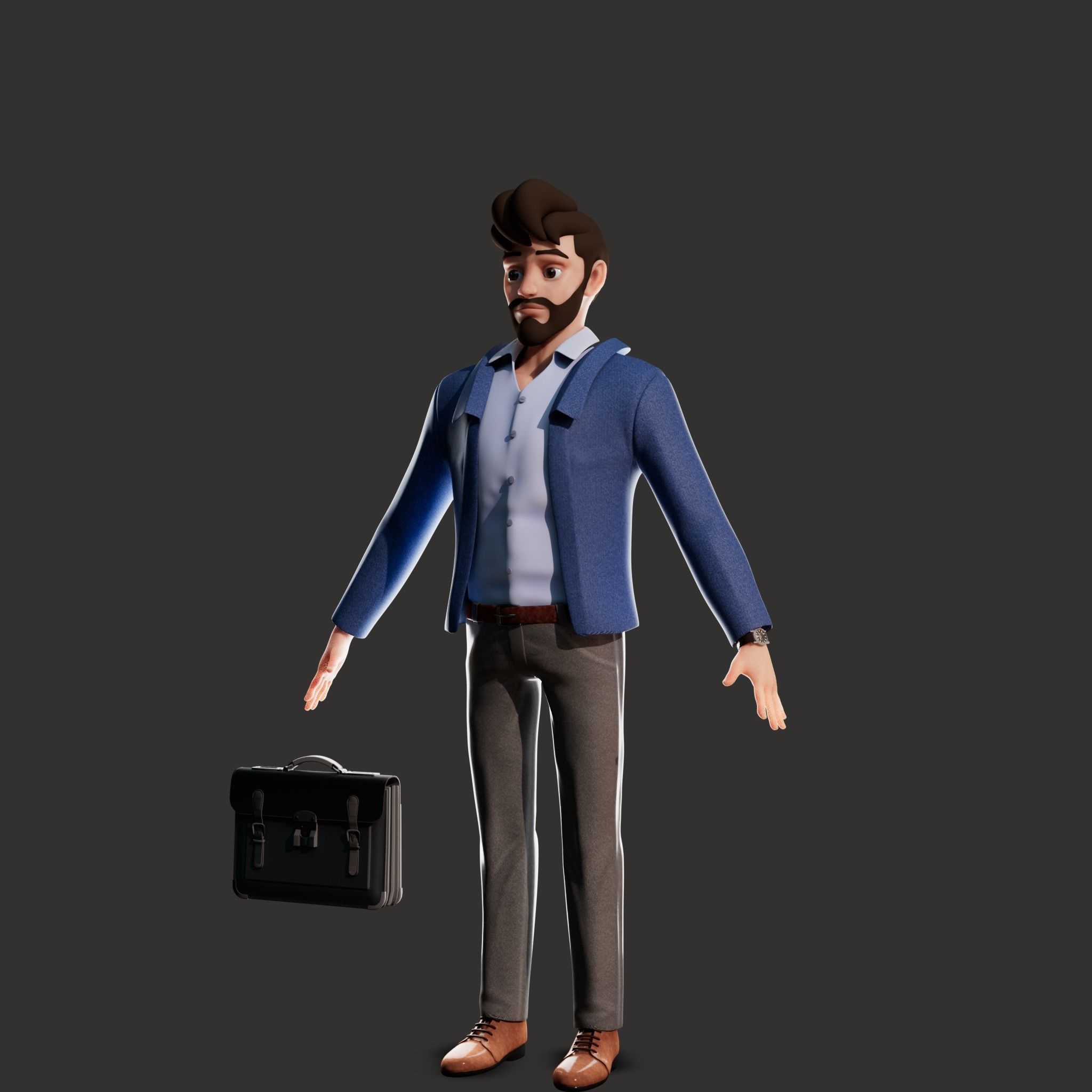 Cartoon Man Rigged  Low-poly 3D model_14