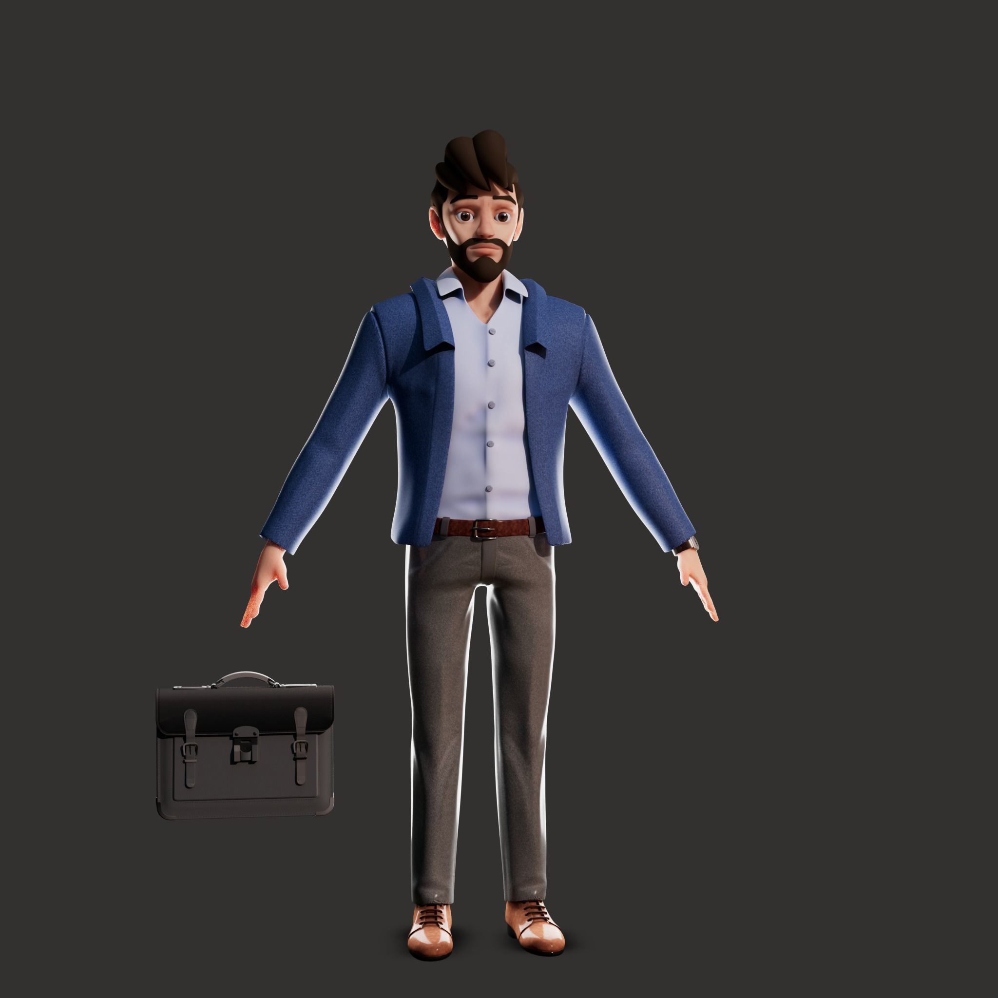 Cartoon Man Rigged  Low-poly 3D model_5