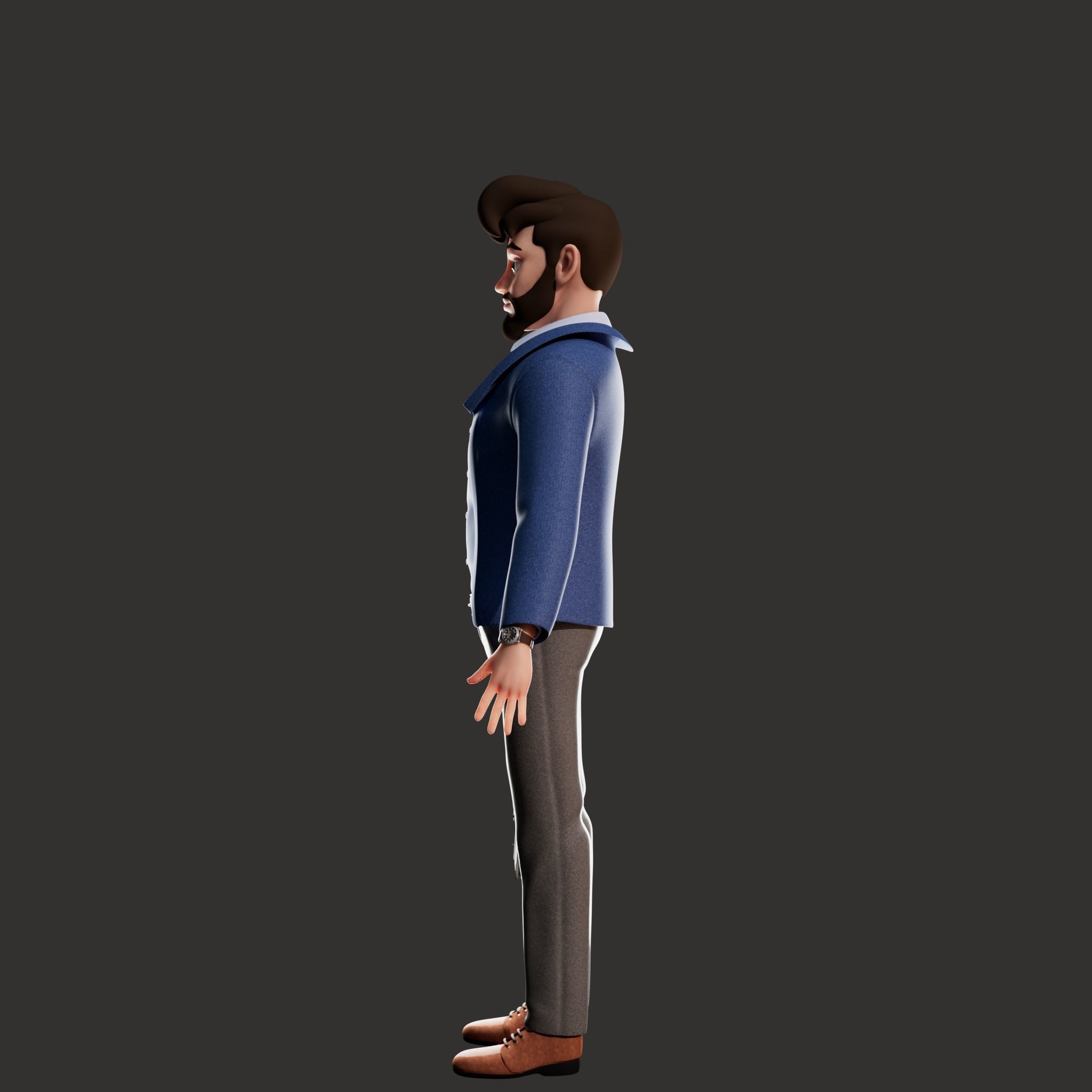 Cartoon Man Rigged  Low-poly 3D model_12