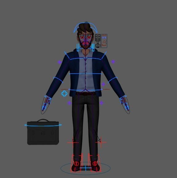 Cartoon Man Rigged  Low-poly 3D model_27