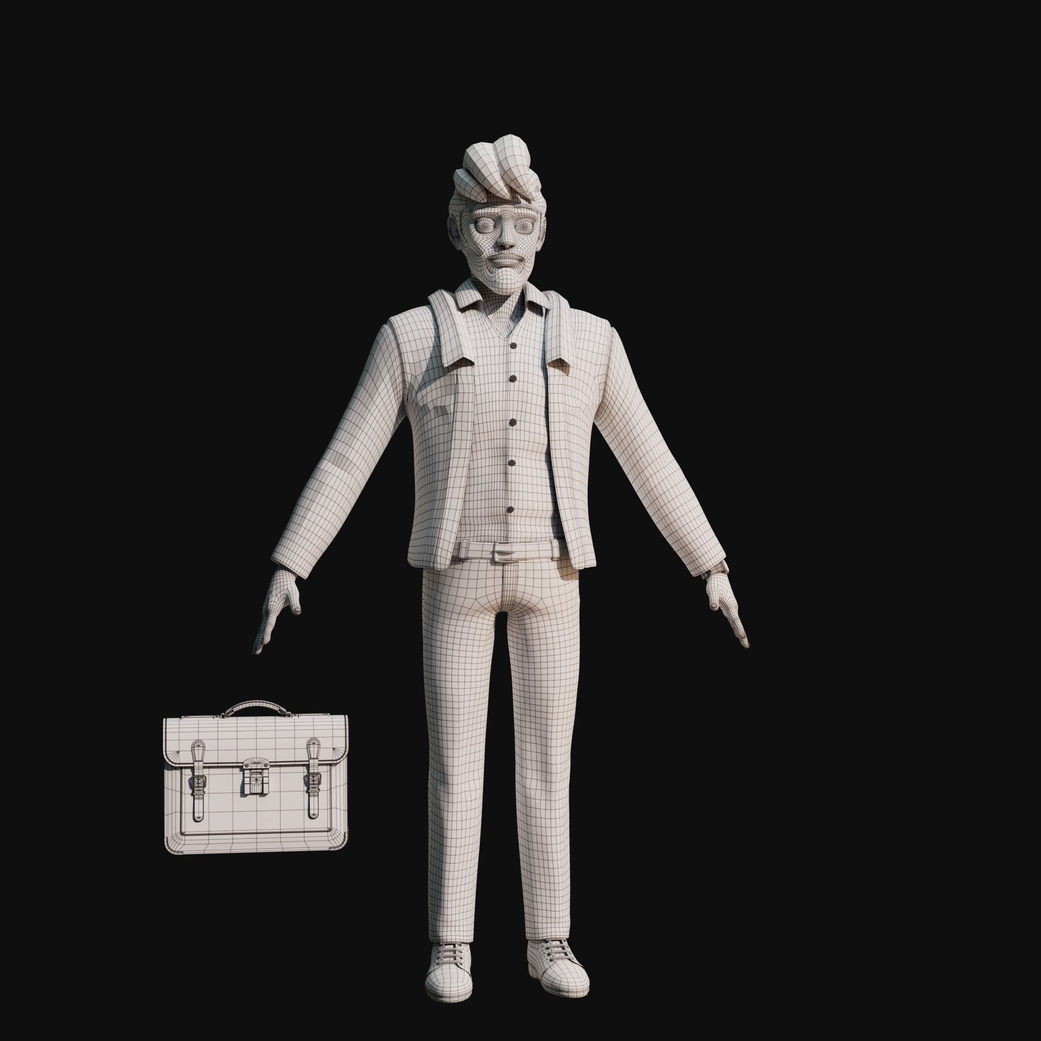 Cartoon Man Rigged  Low-poly 3D model_17