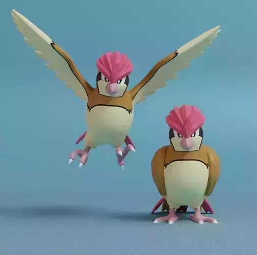 Pokemon - Pidgeotto with 2 poses 3D print model