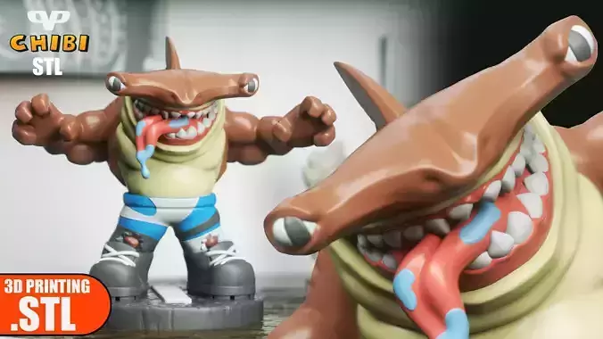 Street Sharks Jab Chibi STL for 3D Printing ChibiSTL 3DXM 3D print model
