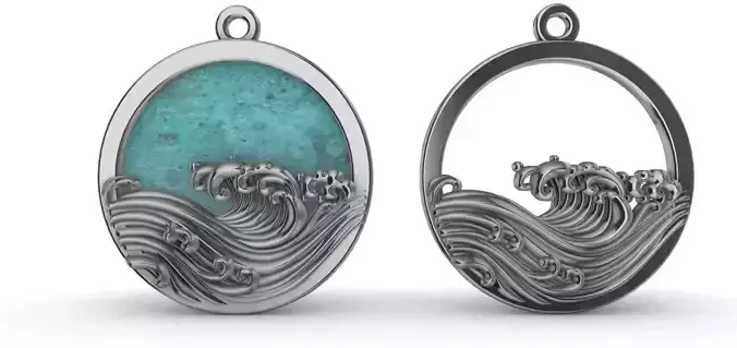 Oriental Wave pendant 3D print model