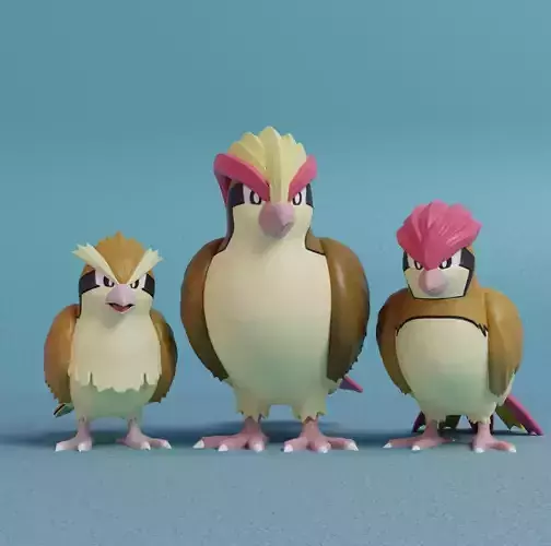 Pokemon - Pidgey Pidgeotto and Pidgeot with 2 poses
