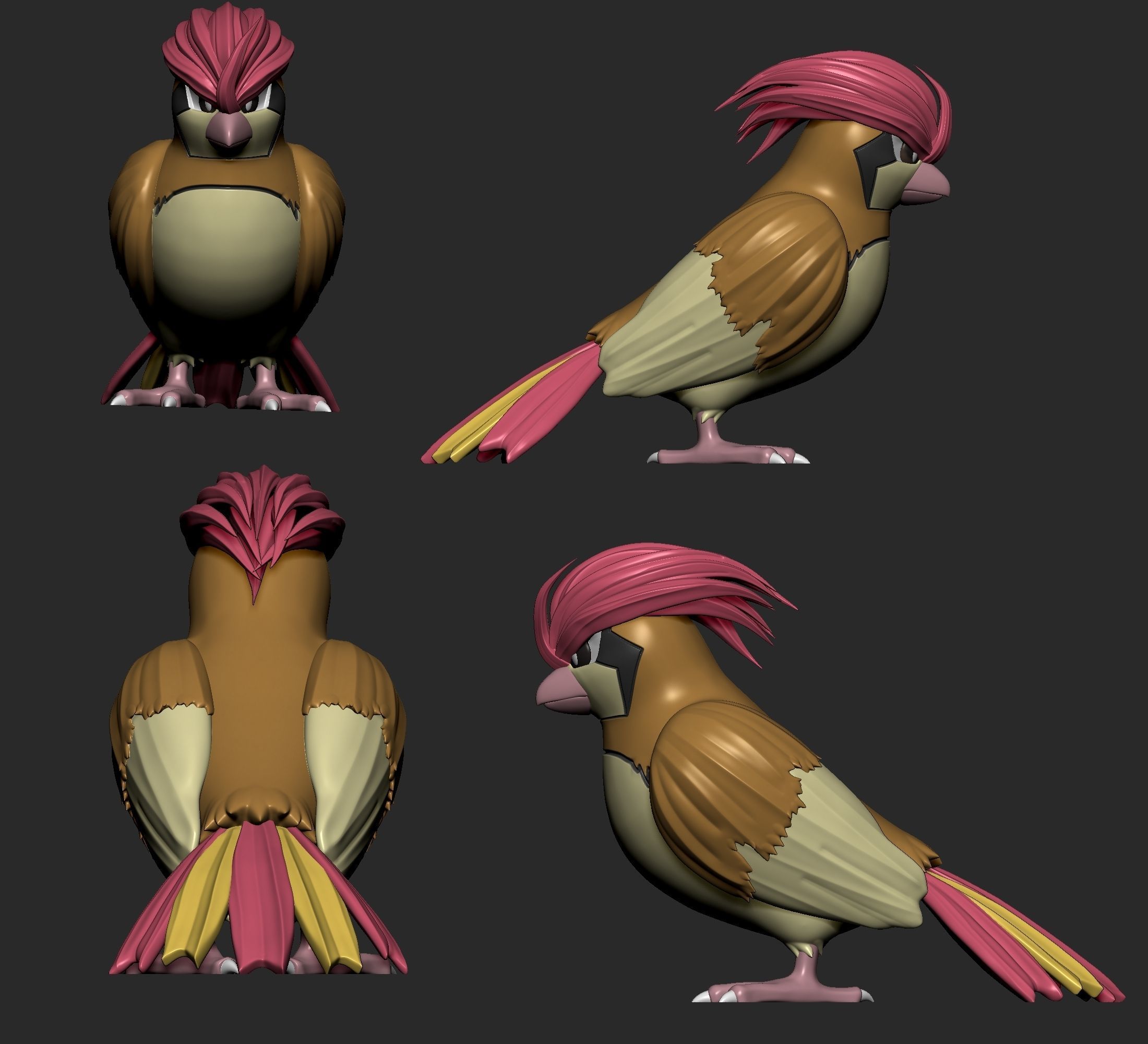 Pokemon - Pidgey Pidgeotto and Pidgeot with 2 poses 3D print model_8