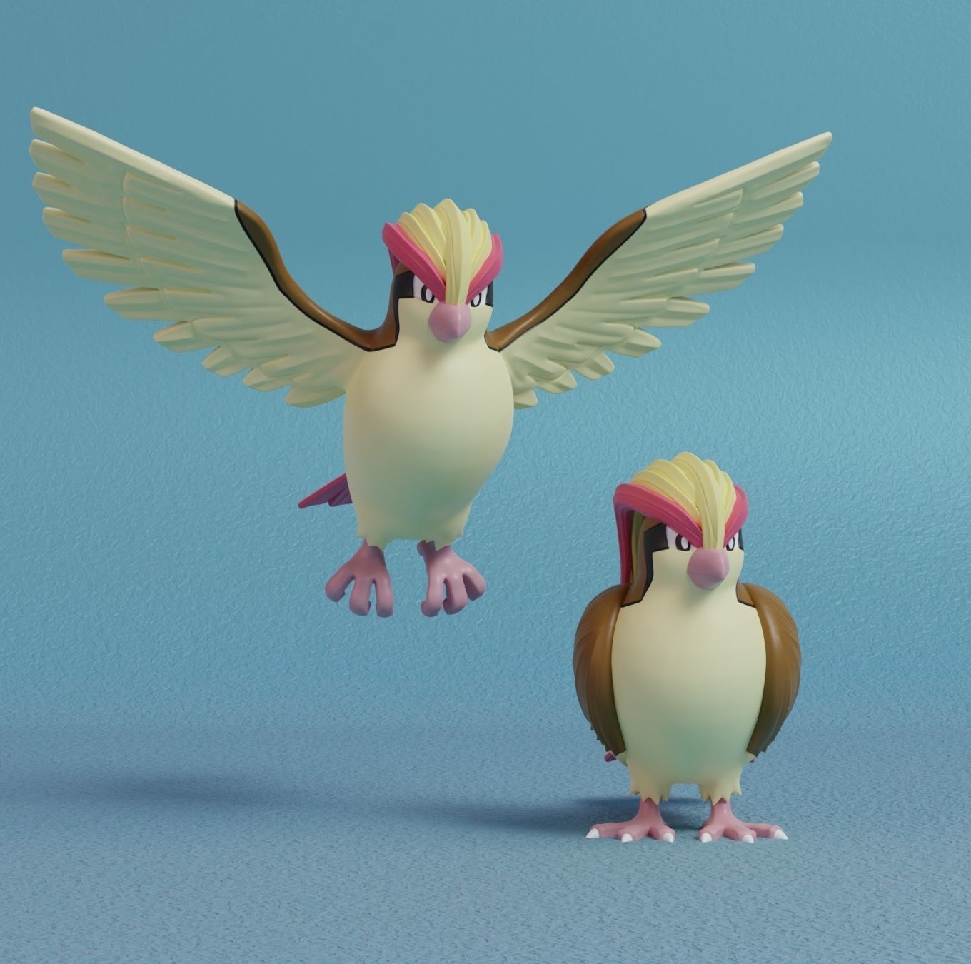 Pokemon - Pidgey Pidgeotto and Pidgeot with 2 poses 3D print model_12