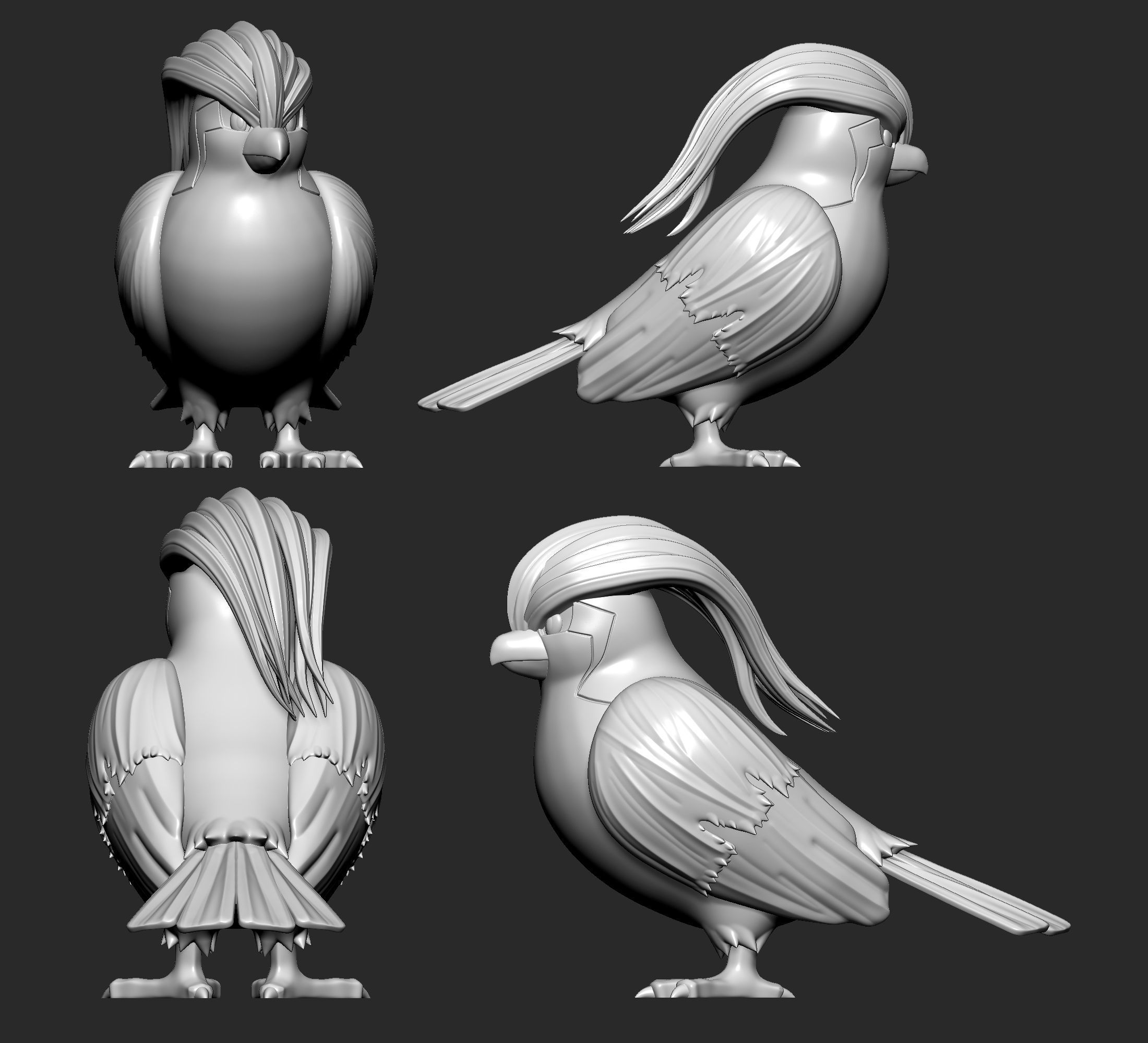 Pokemon - Pidgey Pidgeotto and Pidgeot with 2 poses 3D print model_14