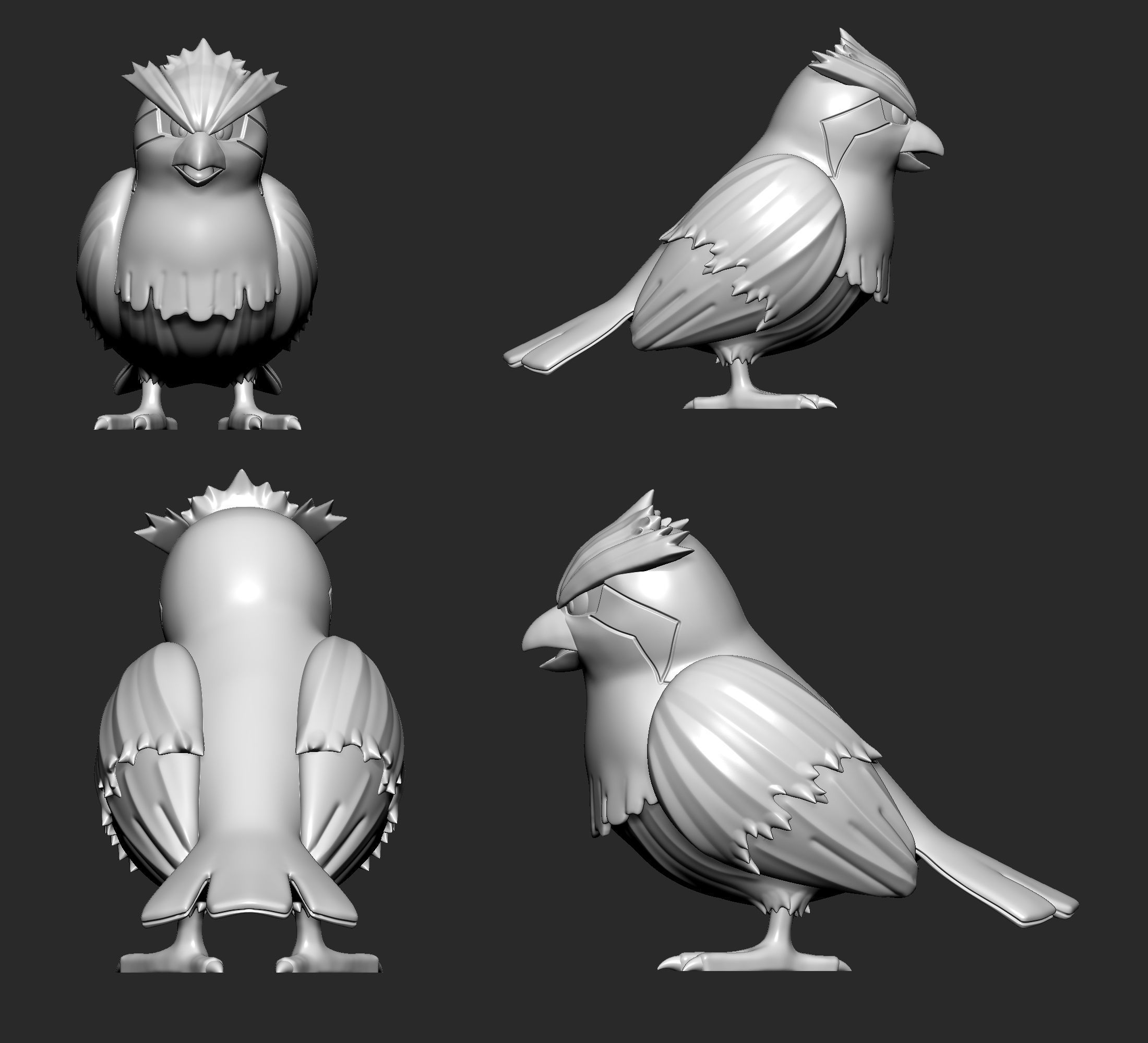 Pokemon - Pidgey Pidgeotto and Pidgeot with 2 poses 3D print model_3
