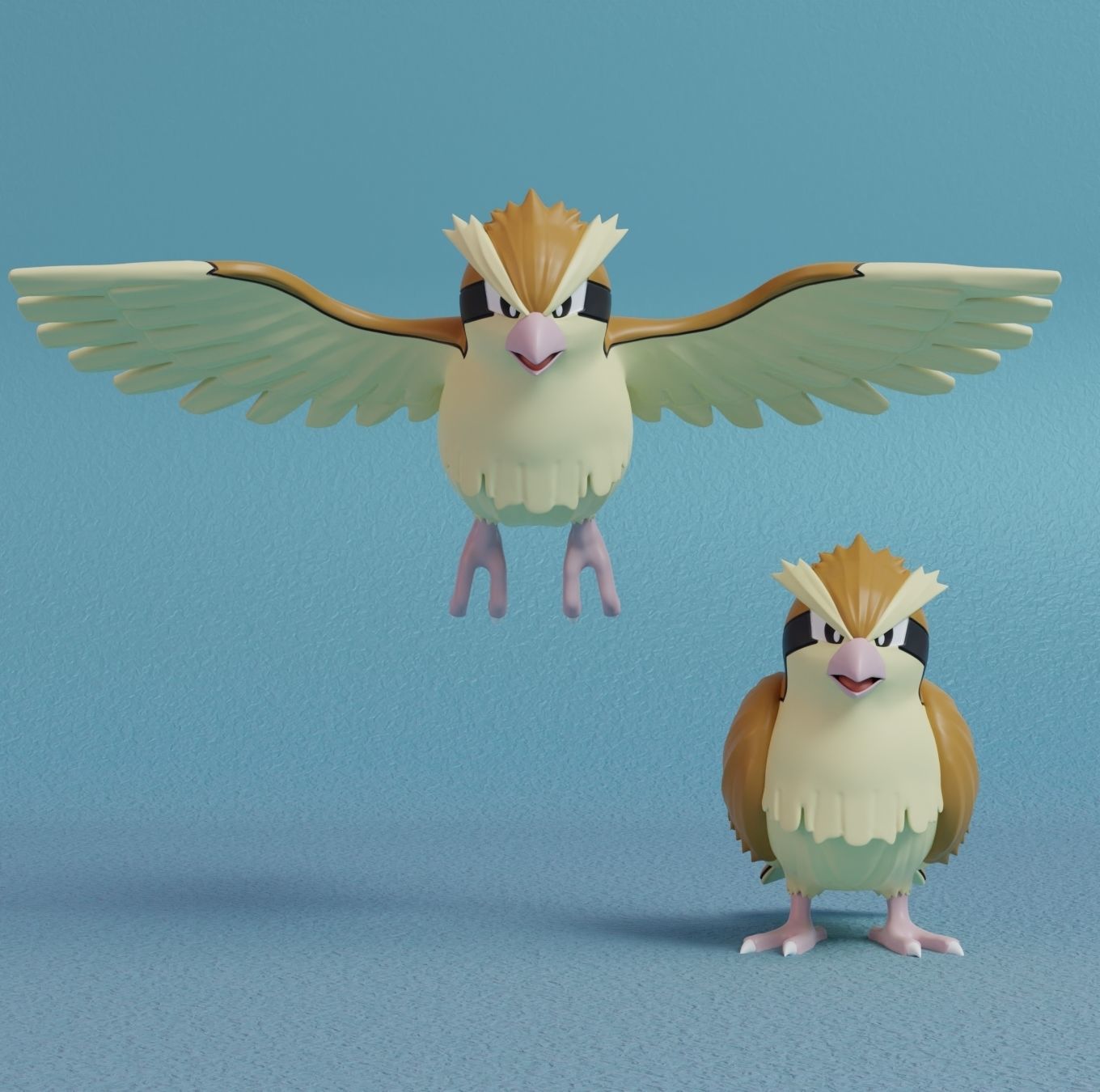 Pokemon - Pidgey Pidgeotto and Pidgeot with 2 poses 3D print model_2