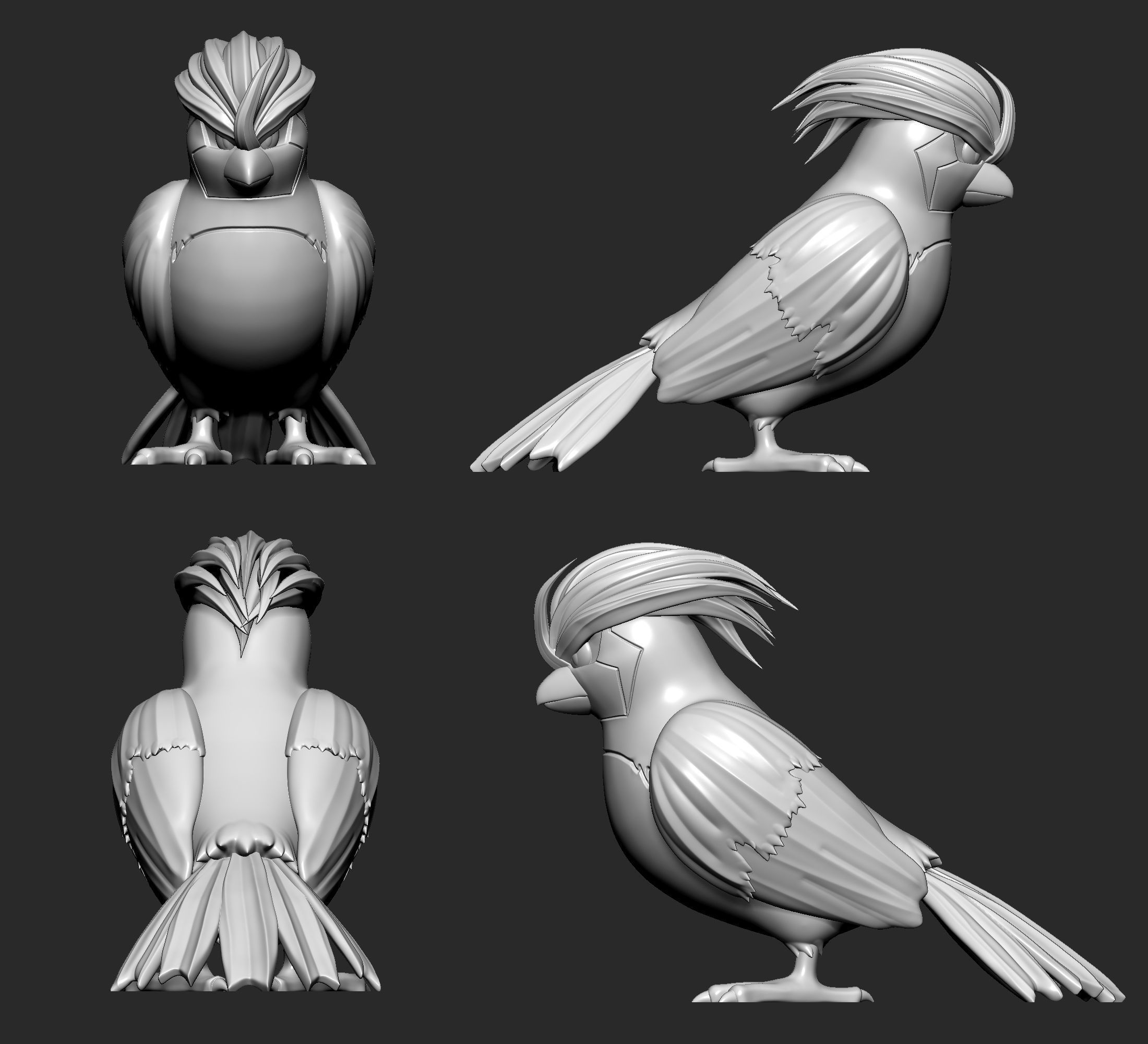 Pokemon - Pidgey Pidgeotto and Pidgeot with 2 poses 3D print model_9