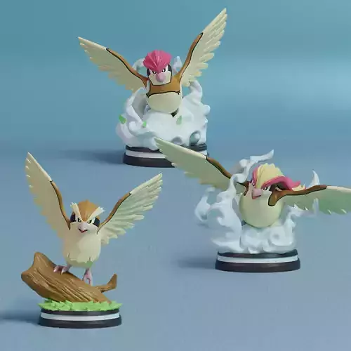 Pokemon - Pidgey Pidgeotto and Pidgeot Figure 3D print model