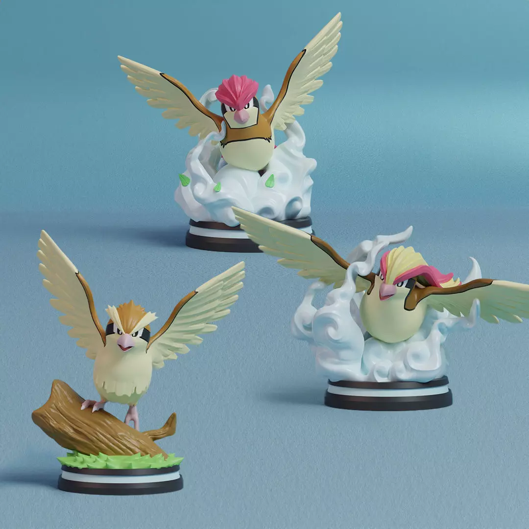 Pokemon - Pidgey Pidgeotto and Pidgeot Figure 3D print model_0