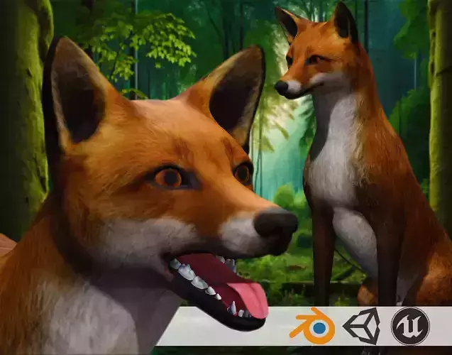 Fox Majestic Wilderness Wolf Nubis 3D Low poly Animal Model