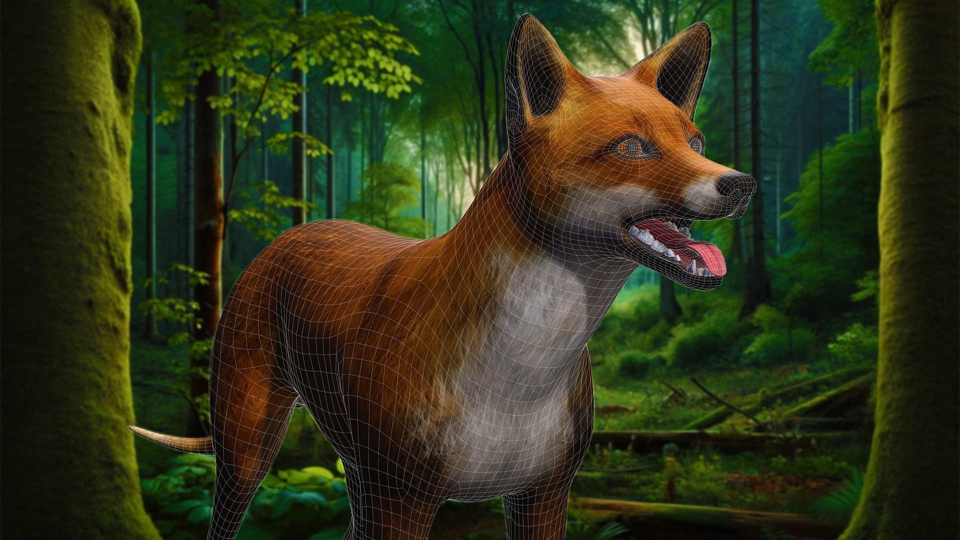 Fox Majestic Wilderness Wolf Nubis 3D Low poly Animal Model Low-poly 3D model_26