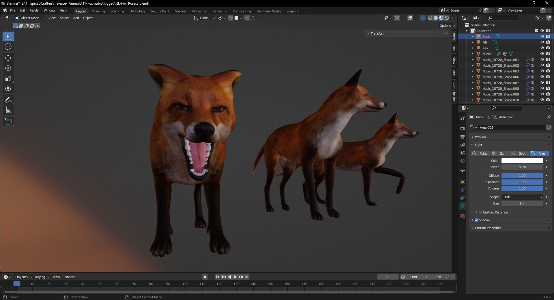 Fox Majestic Wilderness Wolf Nubis 3D Low poly Animal Model Low-poly 3D model_7