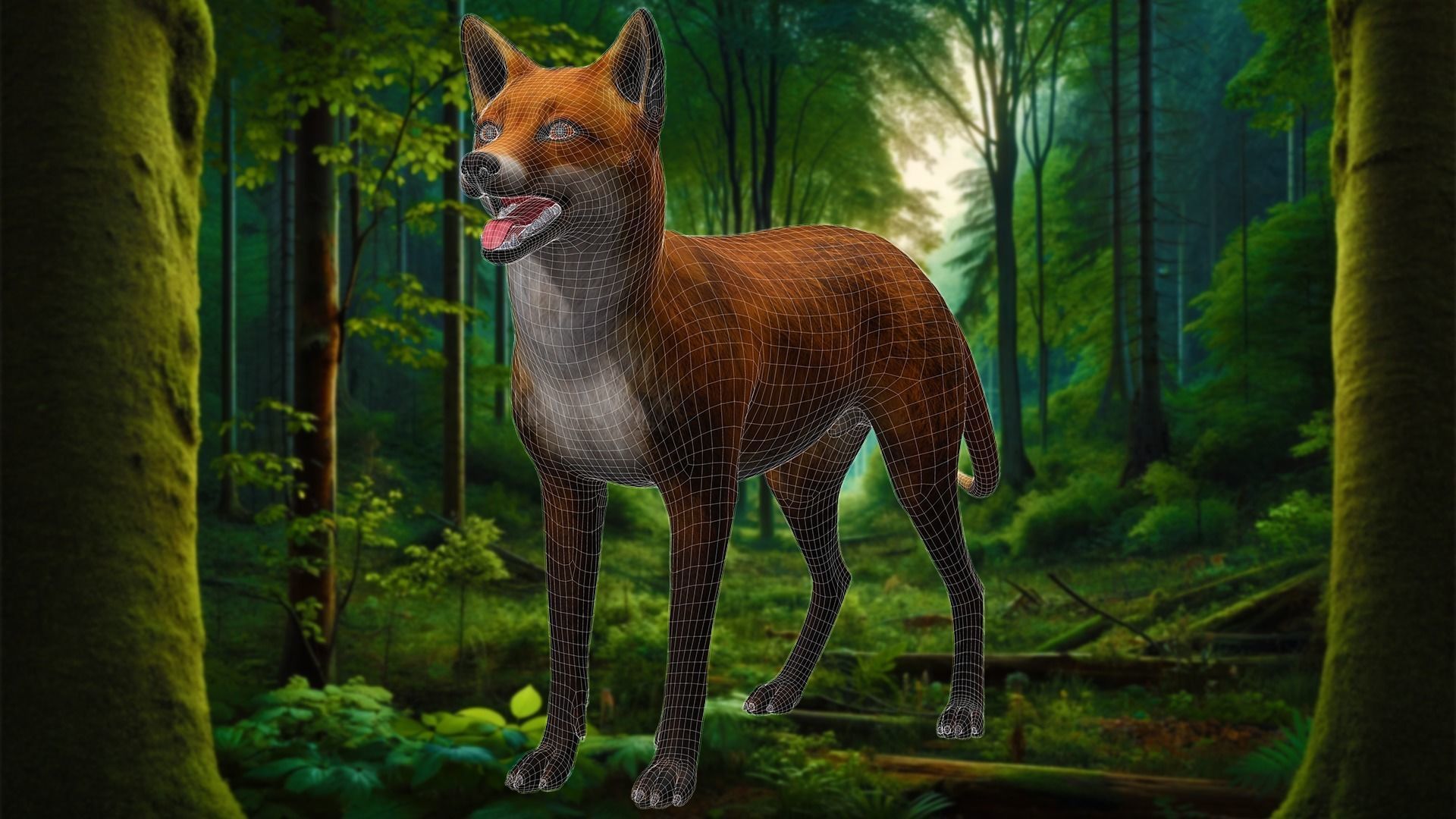 Fox Majestic Wilderness Wolf Nubis 3D Low poly Animal Model Low-poly 3D model_23