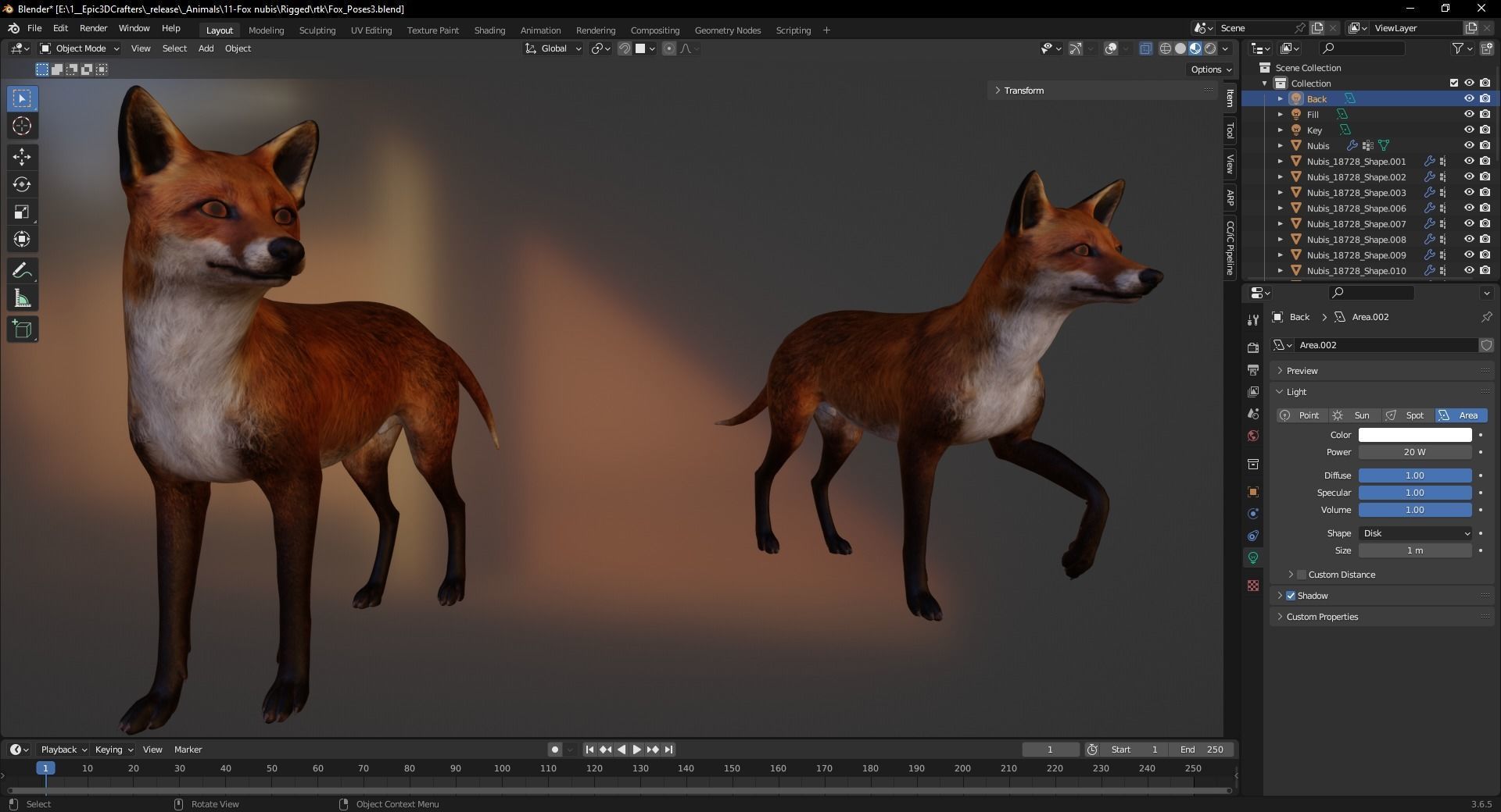 Fox Majestic Wilderness Wolf Nubis 3D Low poly Animal Model Low-poly 3D model_6