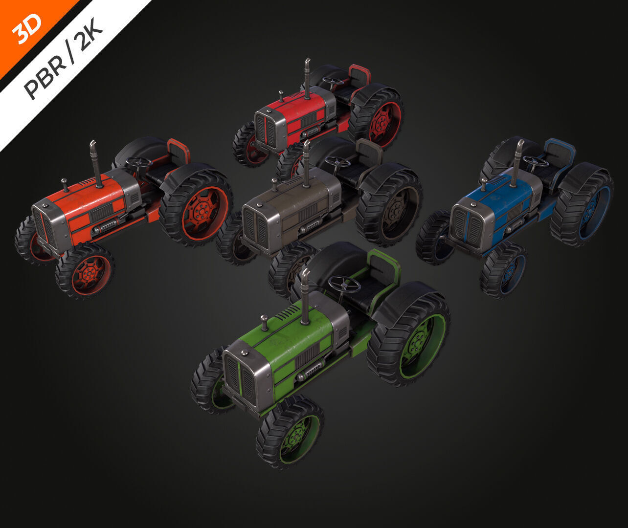 Tractor  Low-poly 3D model_10