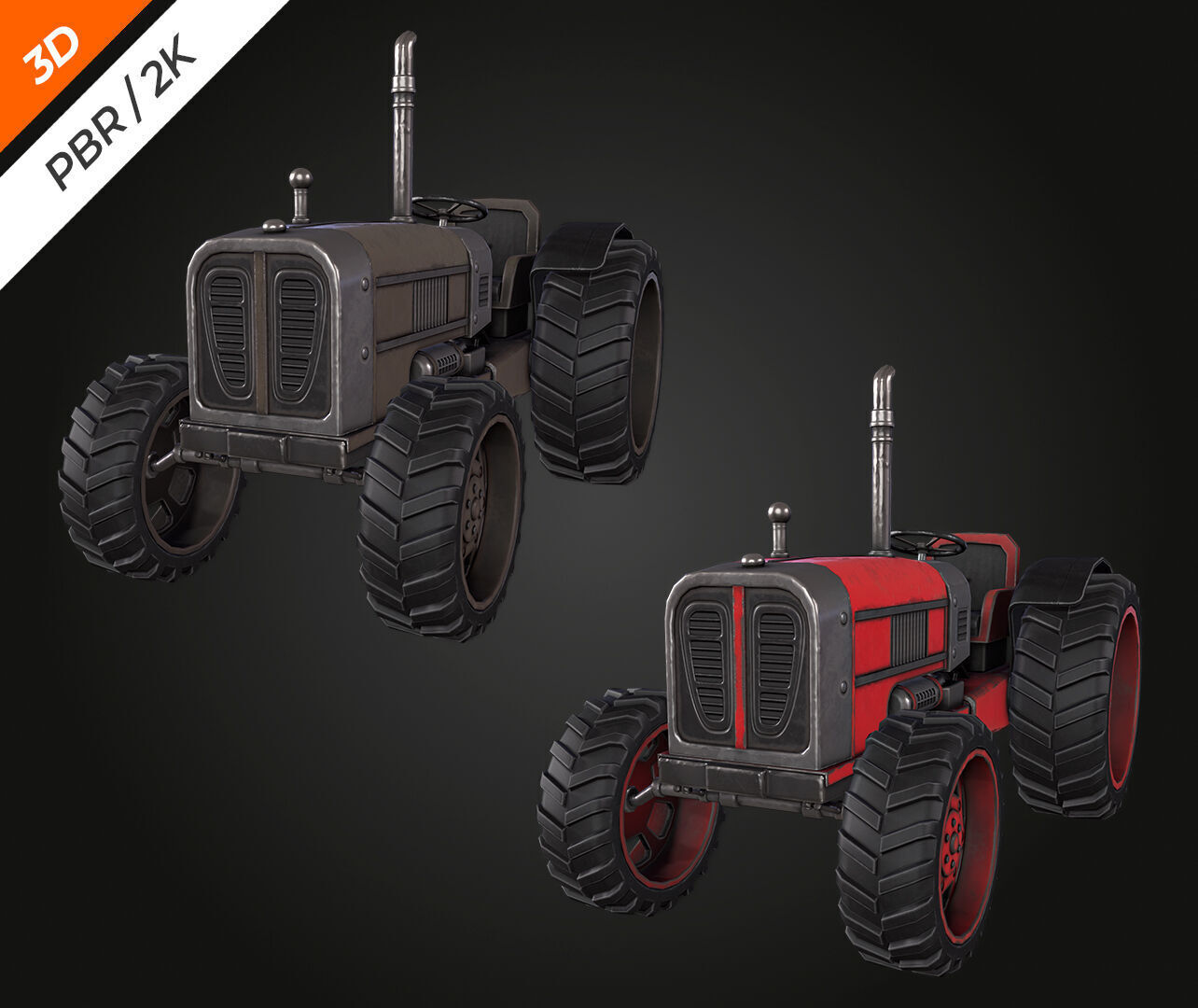 Tractor  Low-poly 3D model_9