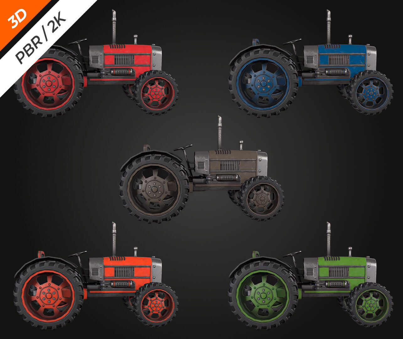 Tractor  Low-poly 3D model_4