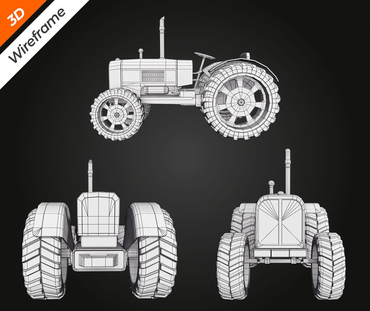 Tractor  Low-poly 3D model_13