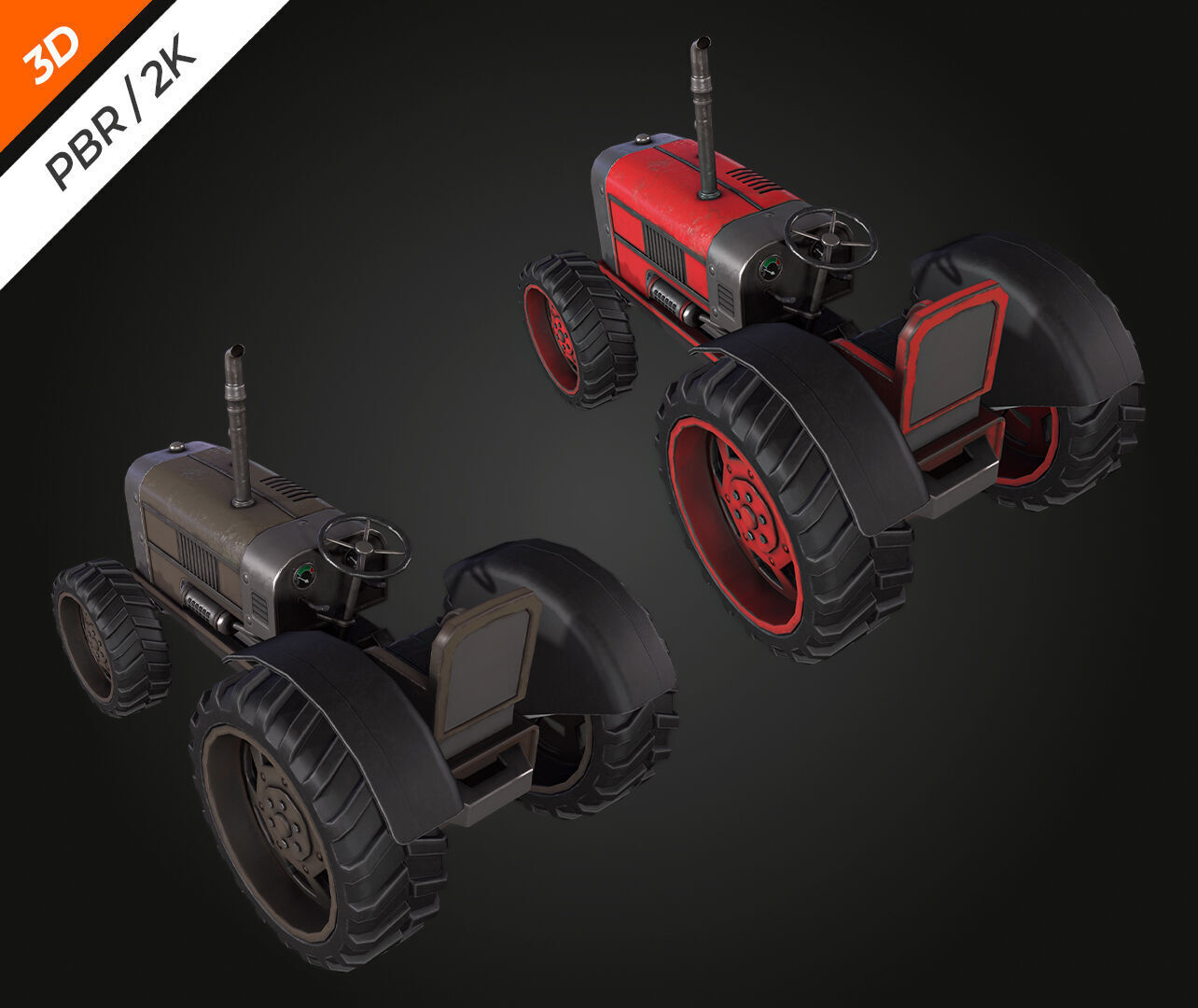 Tractor  Low-poly 3D model_6