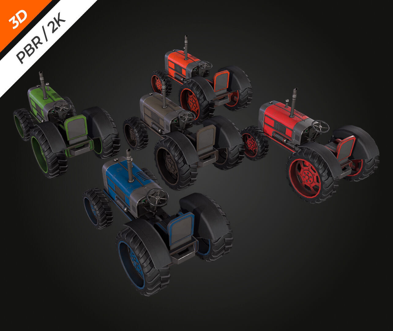 Tractor  Low-poly 3D model_12
