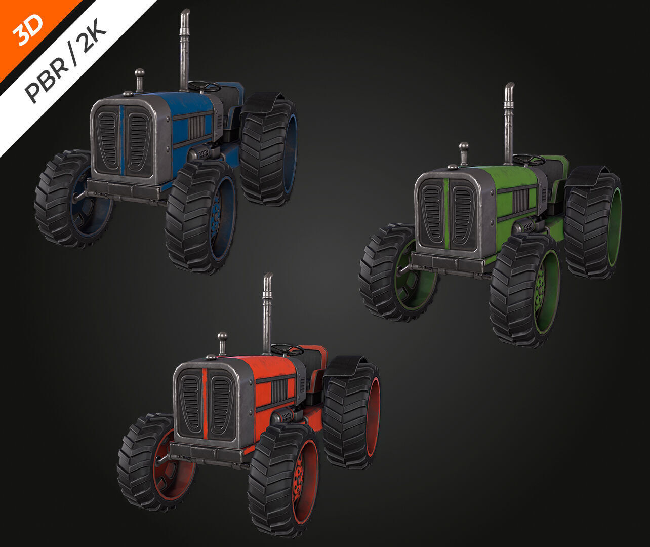 Tractor  Low-poly 3D model_8