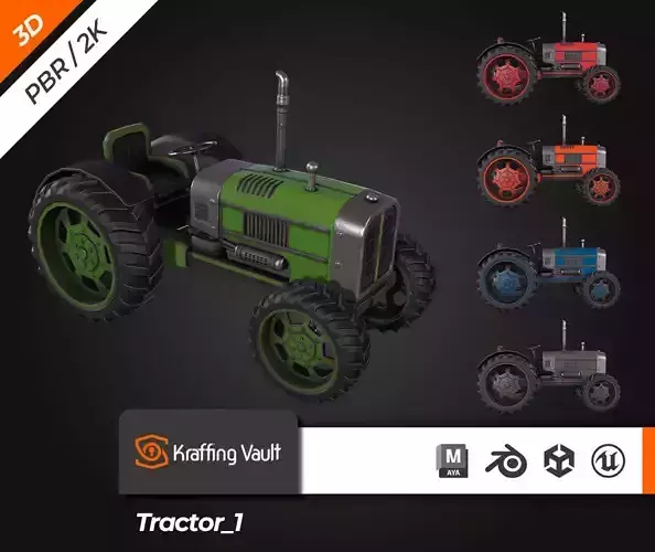Tractor  Low-poly 3D model
