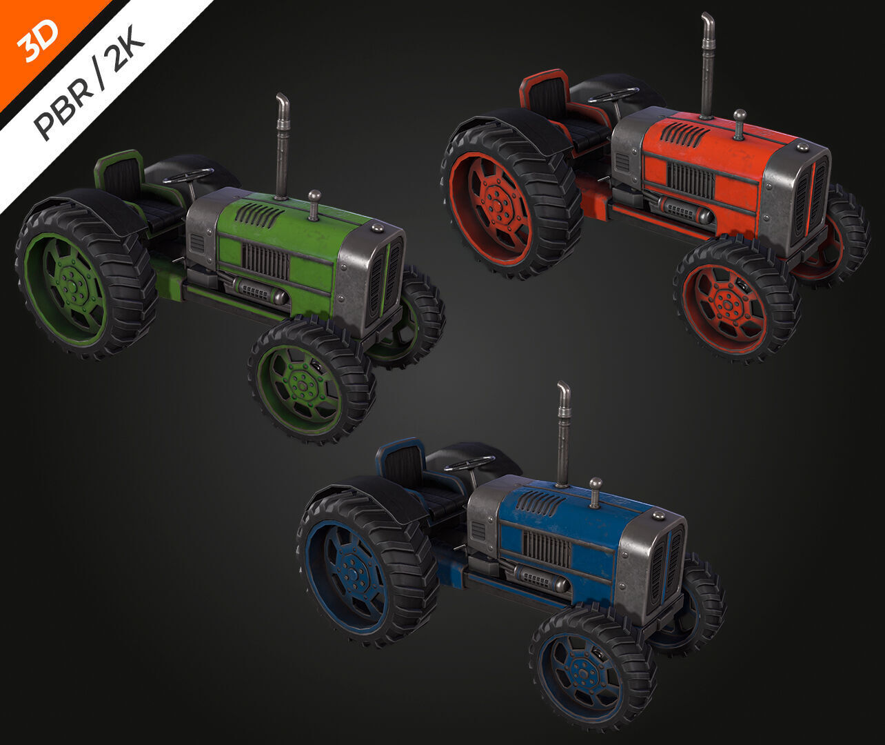 Tractor  Low-poly 3D model_2