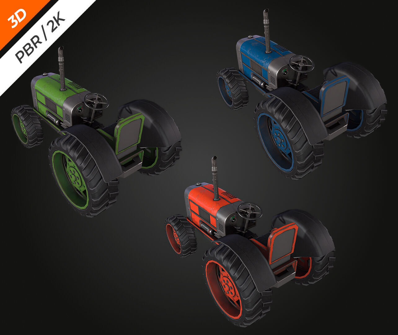Tractor  Low-poly 3D model_5