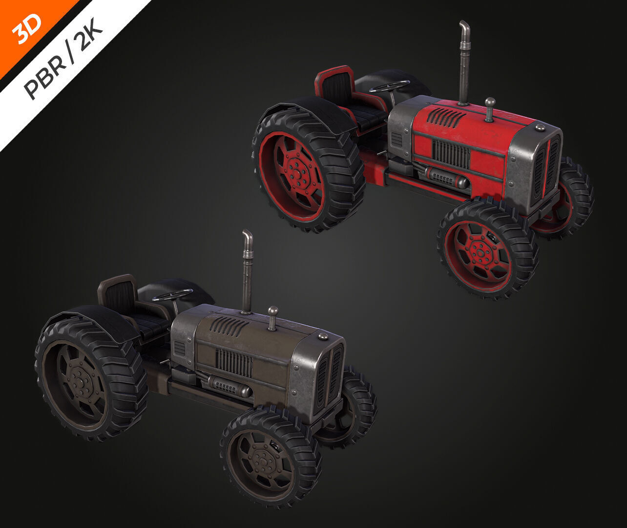 Tractor  Low-poly 3D model_3