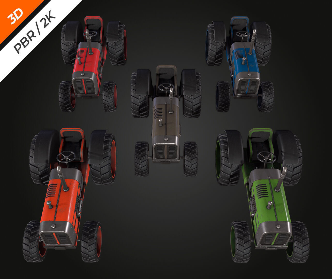 Tractor  Low-poly 3D model_11