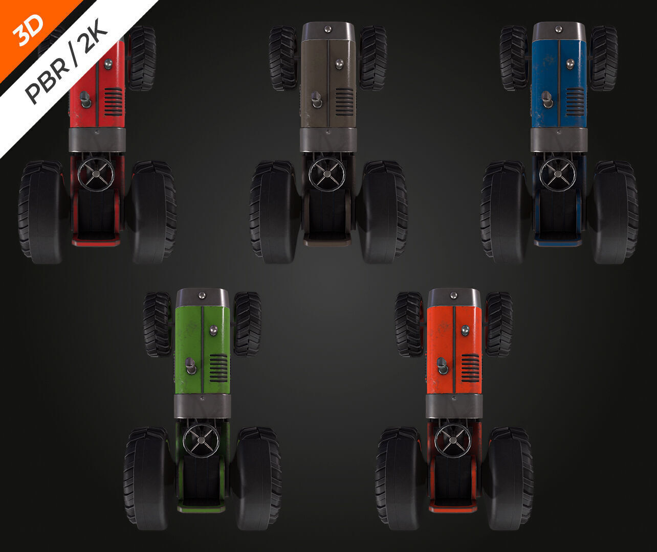 Tractor  Low-poly 3D model_7