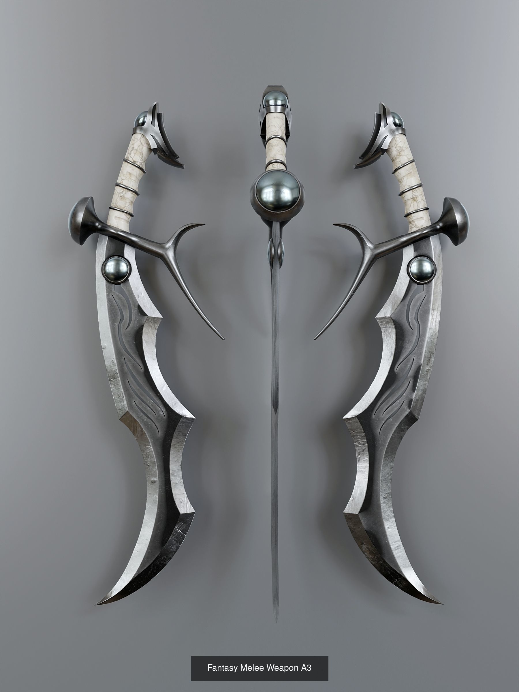 Melee weapons set in fantasy style 3D Model Collection_3