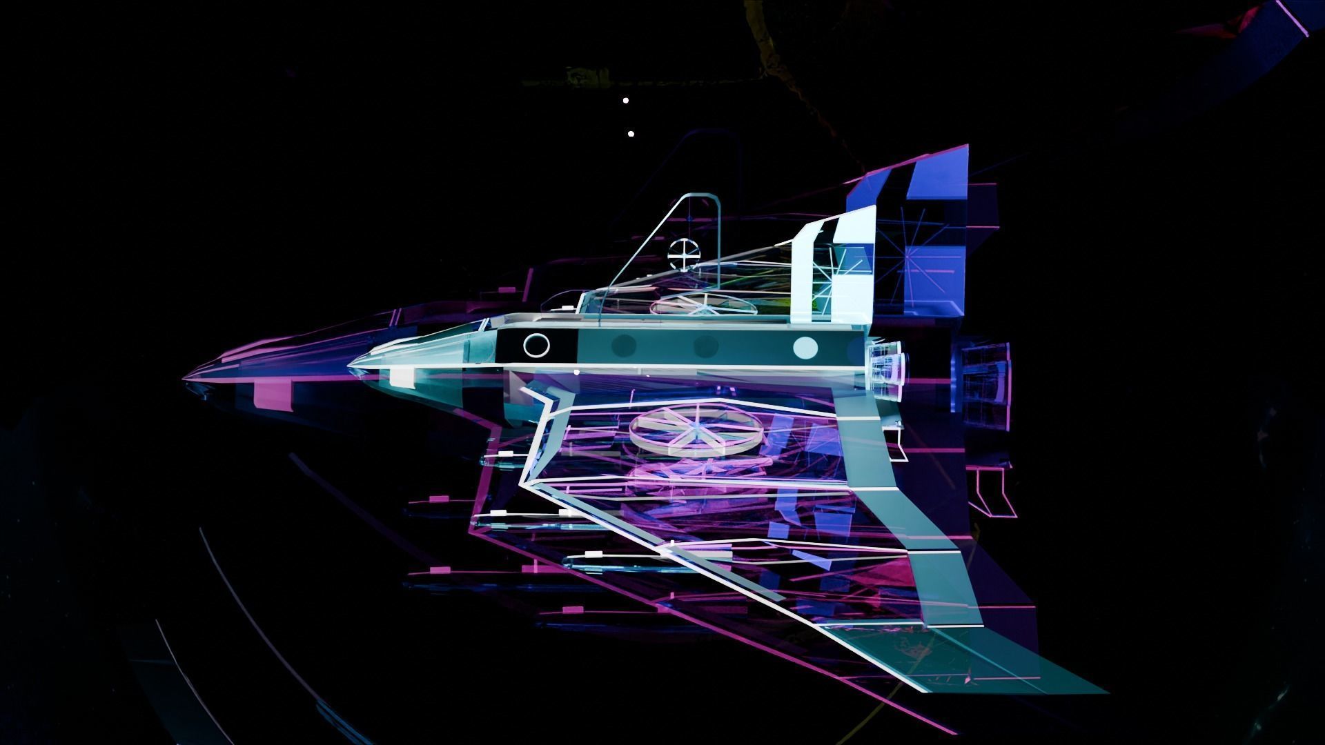 SpaceShip Low-poly 3D model_6