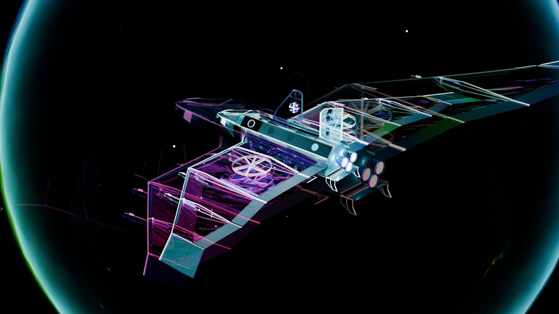 SpaceShip Low-poly 3D model_10