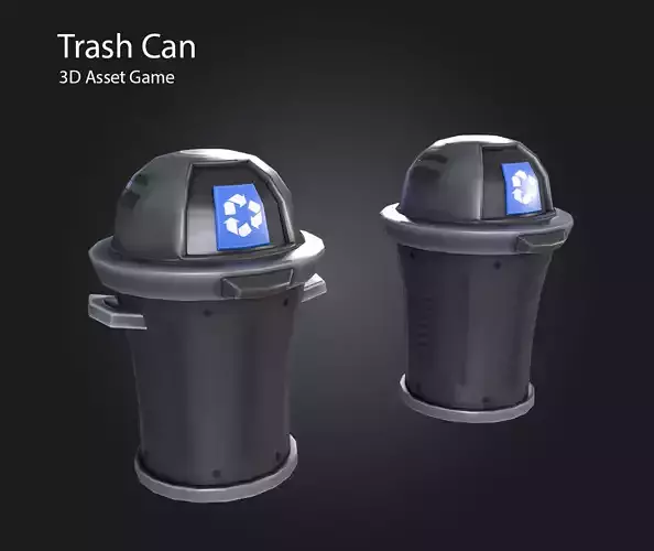 Trash Can Low-poly 3D model
